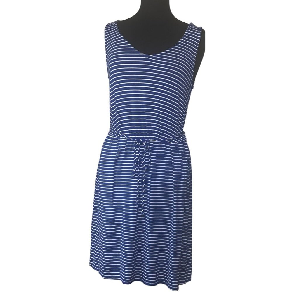 Women's Merona Sundress Blue w/White Stripes Rayon Spandex Blend Junior's Size M